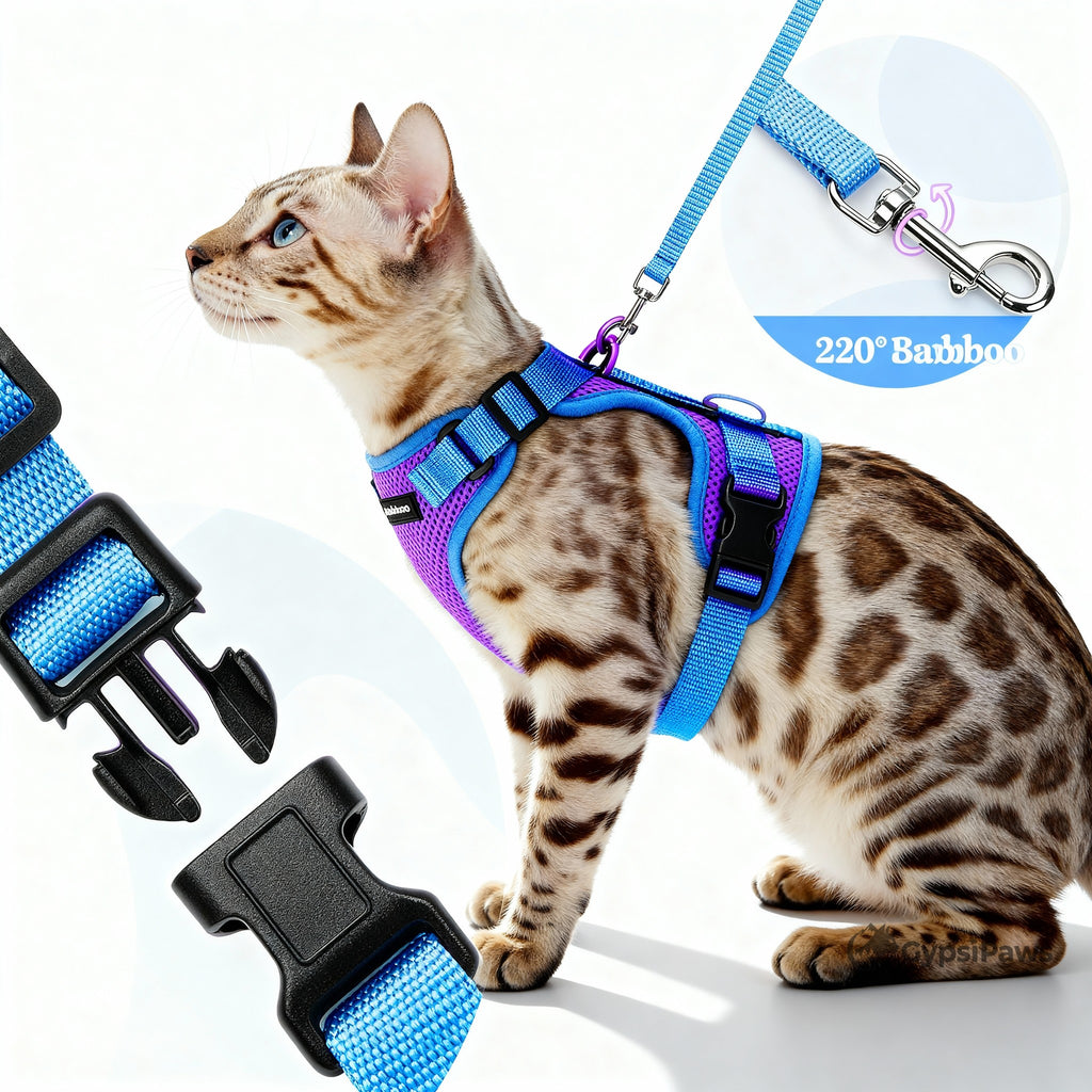 DopamineWalk Cat Harness Set — Reflective, Escape-Proof, Breathable Comfort