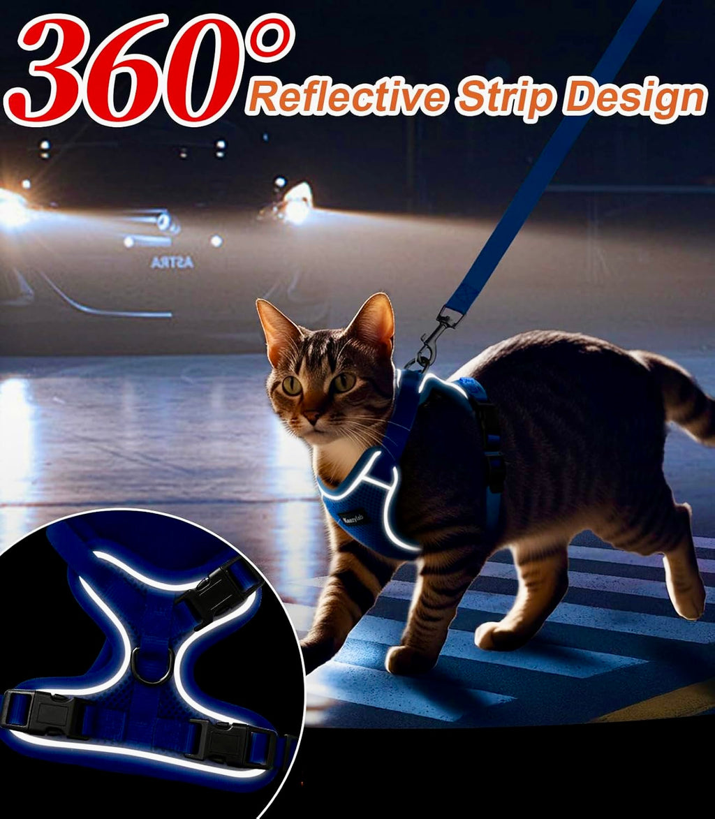 SecureCat Adjustable Mesh Harness & Leash Set — Escape-Proof, Reflective, Ergonomic Fit