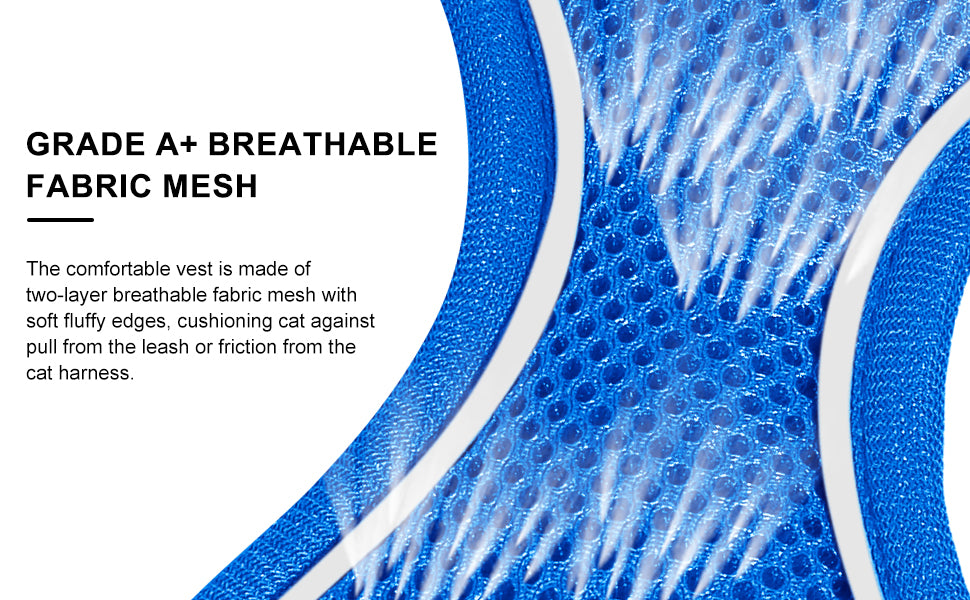 SecureCat Adjustable Mesh Harness & Leash Set — Escape-Proof, Reflective, Ergonomic Fit