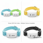 TKSTAR smart GPS pet collars in various colors on a white background
