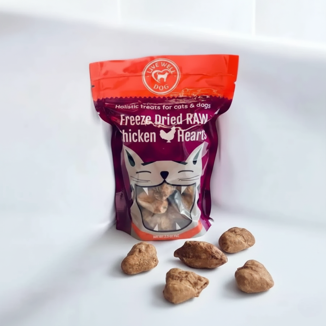 Live Well Freeze-Dried Chicken Hearts Dog Treats — 100% Natural, Grain-Free