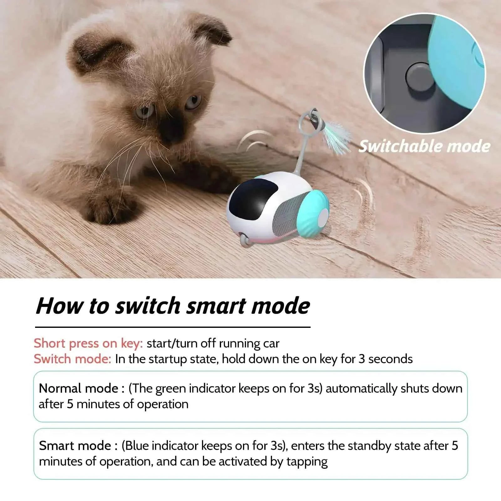 Smart Interactive Cat Toy Car – Automatic & Remote-Controlled