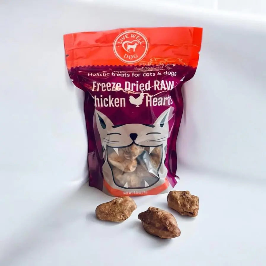 Live Well Freeze-Dried Chicken Hearts Dog Treats — 100% Natural, Grain-Free